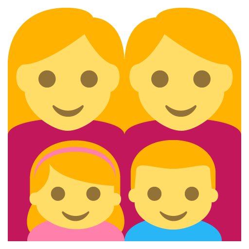 Family (woman,woman,girl,boy) Emoji