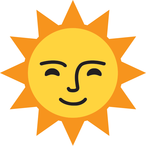 Sun With Face Emoji for Facebook, Email & SMS | ID#: 7513 | Emoji.co.uk